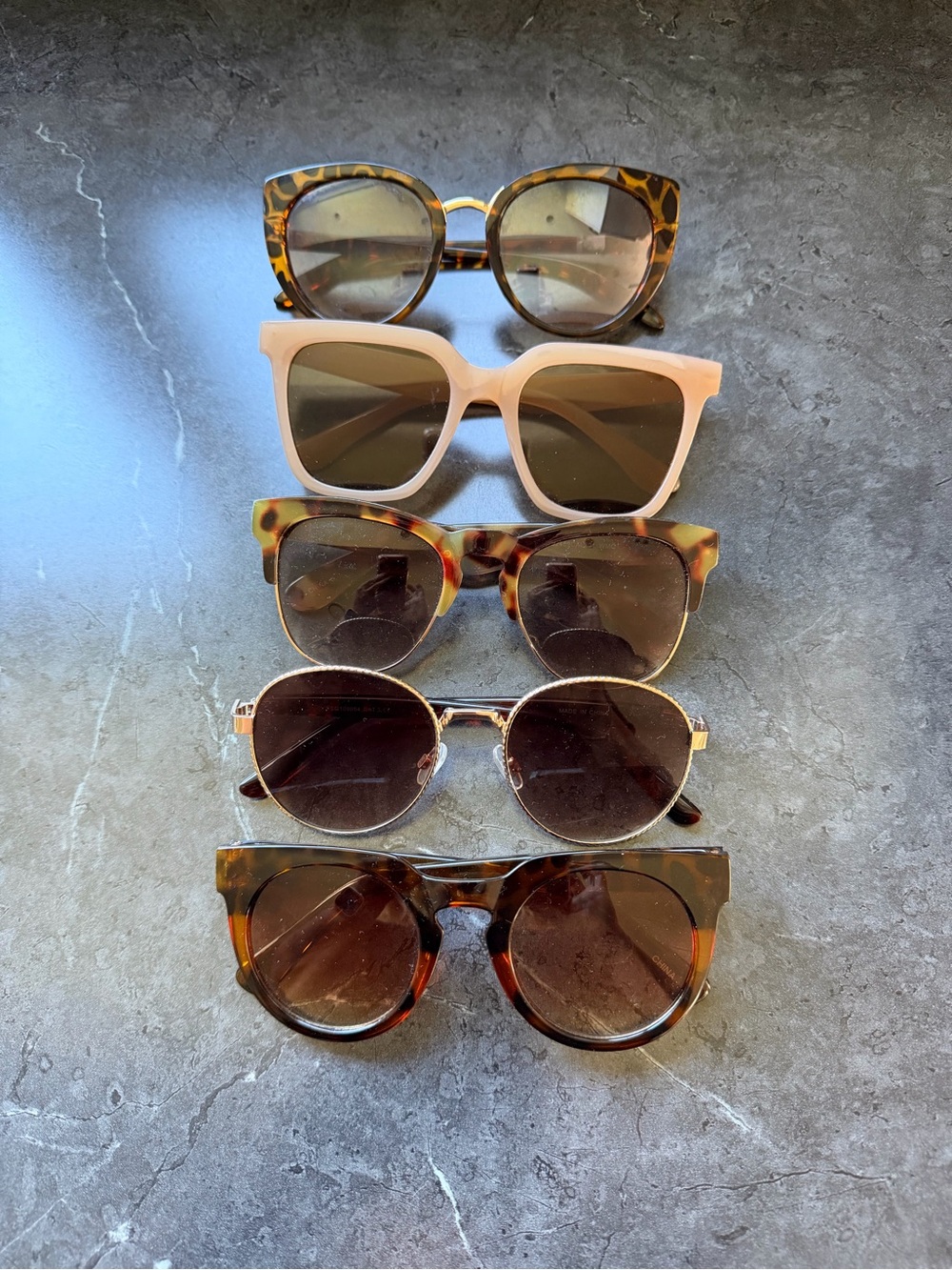 5-Piece Sunglasses Set in Brown & Pink